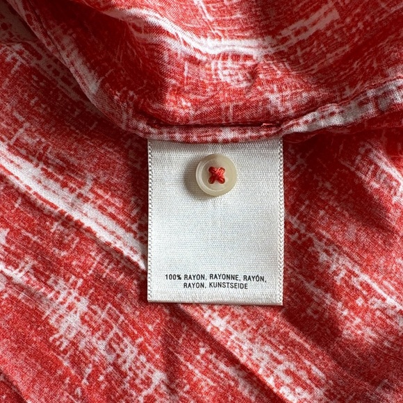 Maeve Vibrant Orange and White Plaid Button Down Shirt 100% Rayon - Picture 9 of 9